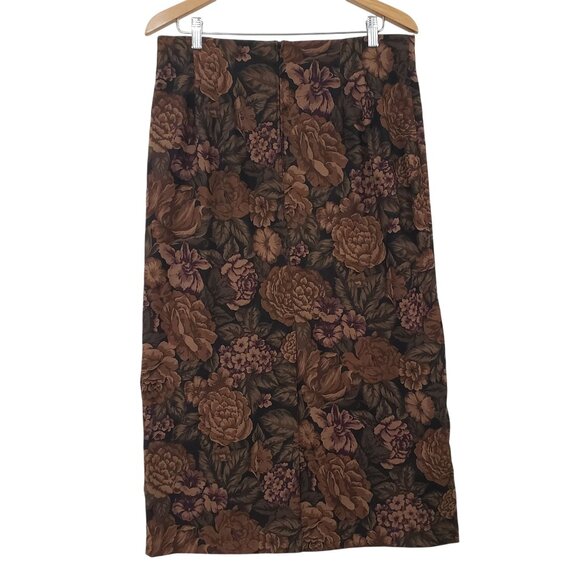 Briggs New York Vintage 90s Floral Midi Skirt Size 14 Dark Academia Cottagecore - Picture 2 of 5